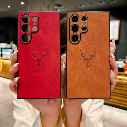 Royal Deer Embossed PU Leather Case – Luxury Protective Cover for Samsung