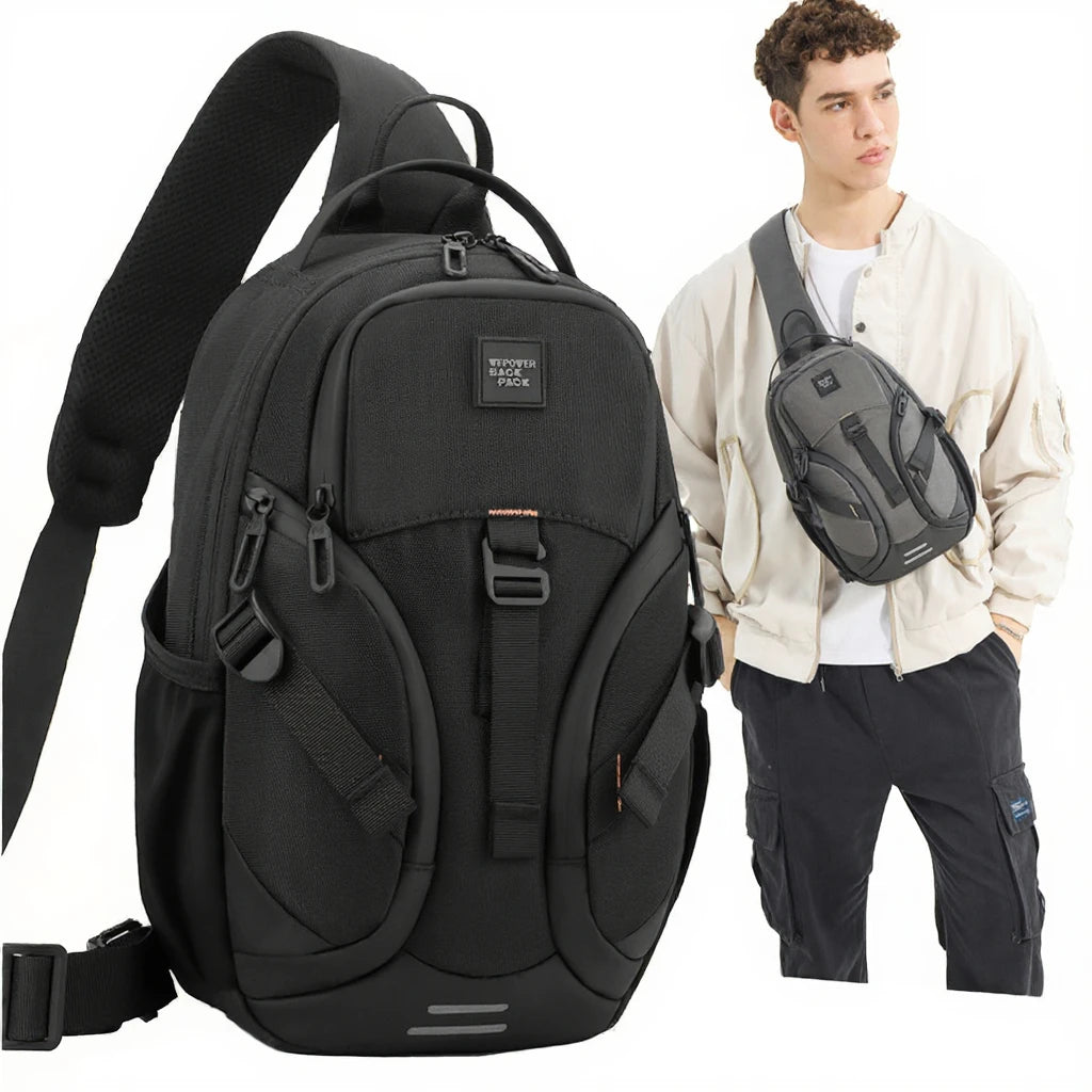 Men's Fashion Nylon Crossbody Chest Sling Bag for Travel Jogging
