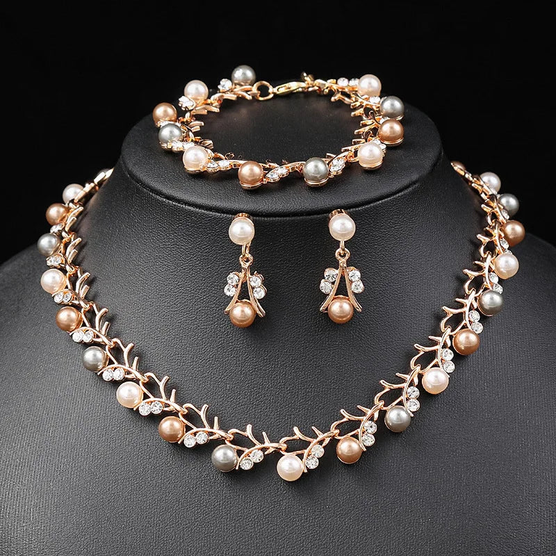 Elegant Korean Bridal Pearl Jewelry Set
