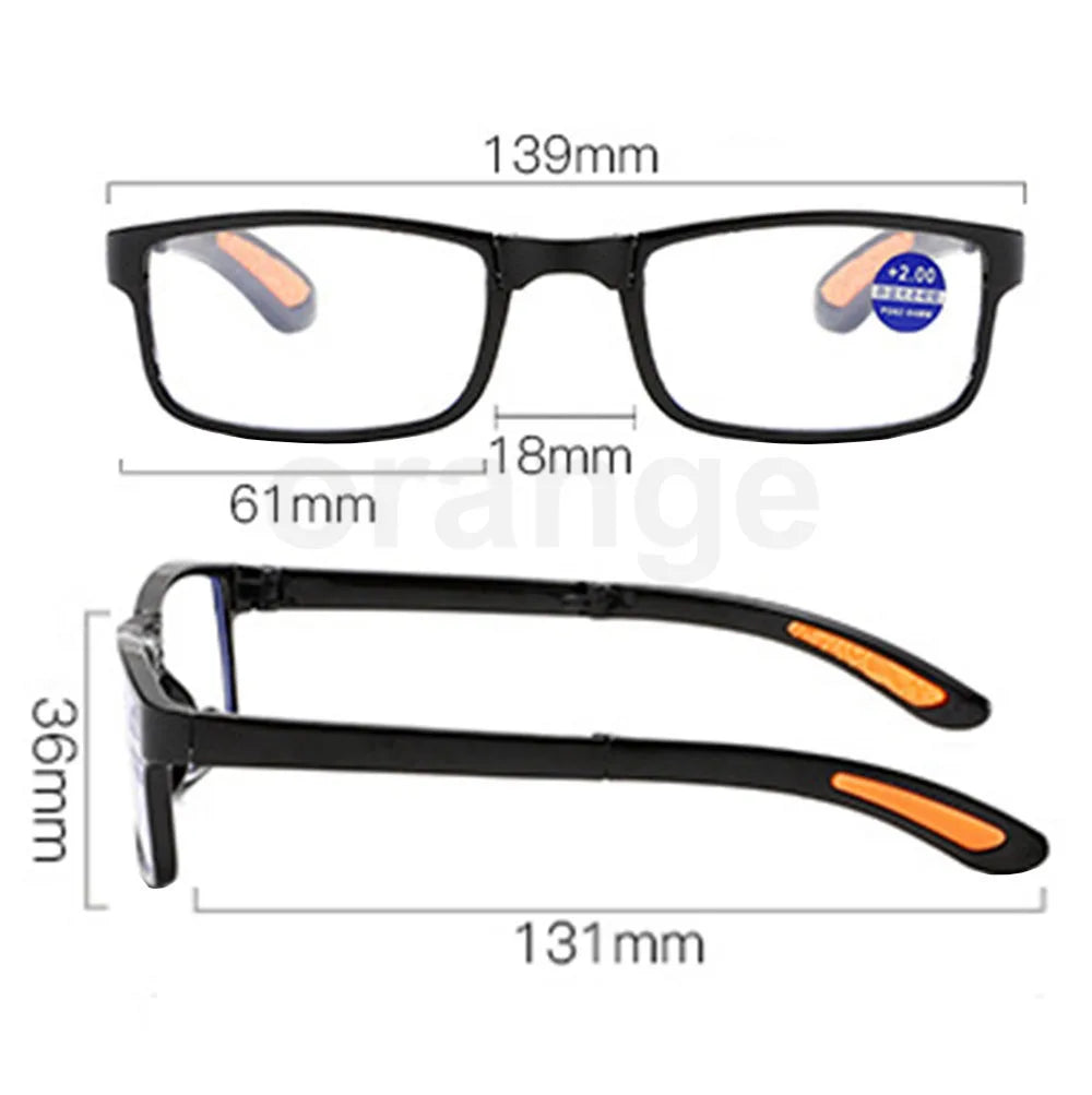 Folding Orange Reading Glasses - Unisex & Fashionable
