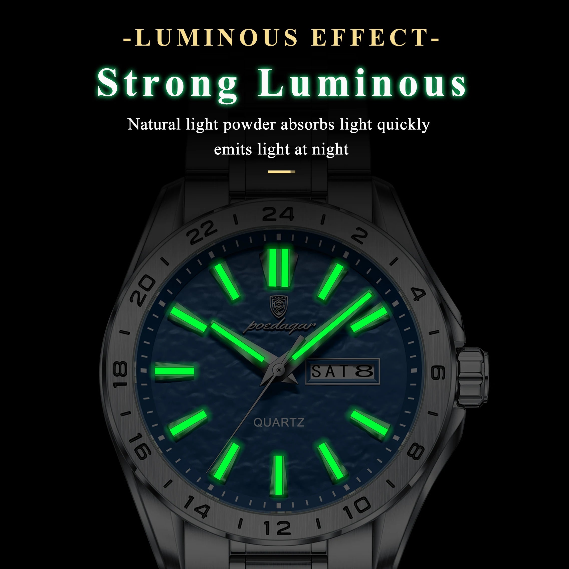 Poedagar Men's Dual Calendar Luminous Watch