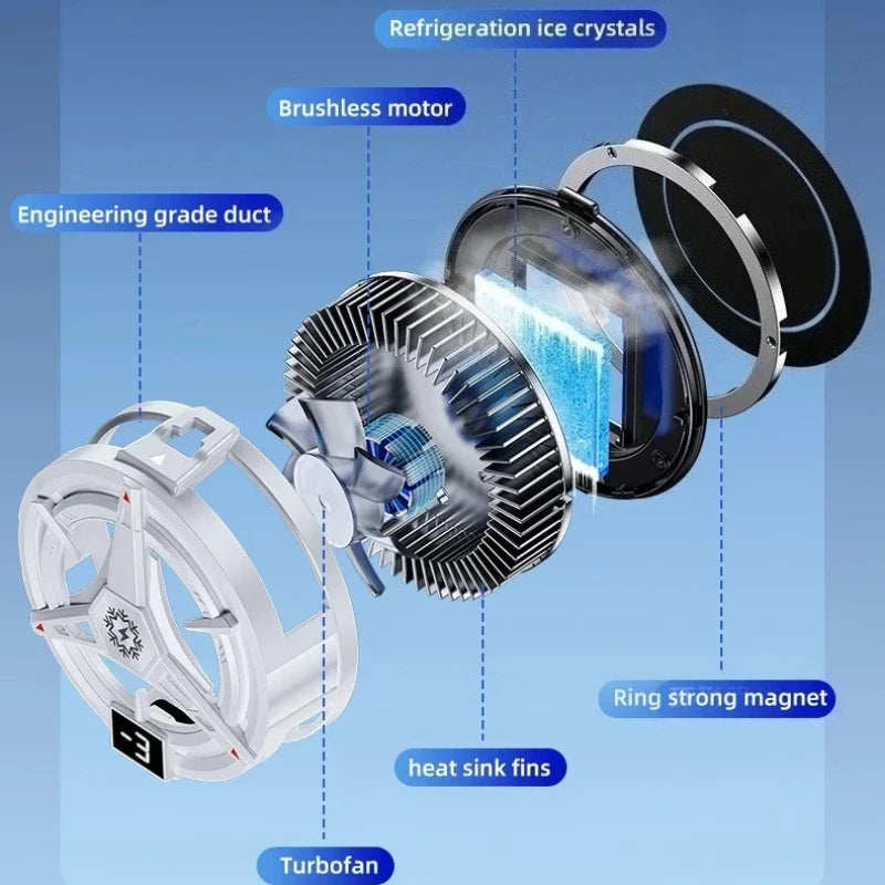 Three Gears Adjustable Magnetic Suction Mobile Phone Cooler Back Clip