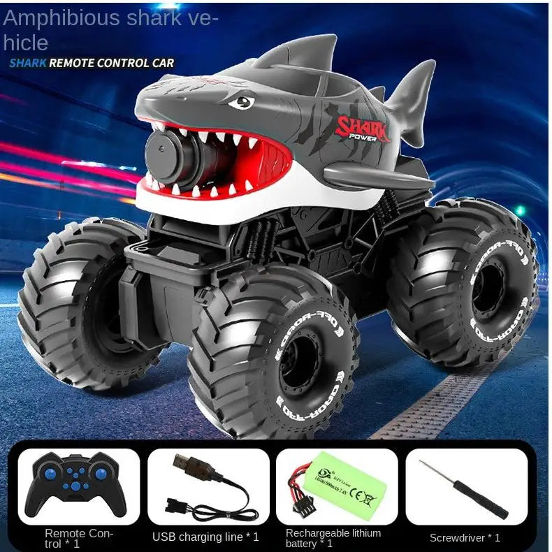 AiJH 2.4G Waterproof Remote Control Shark Car With Water Gun