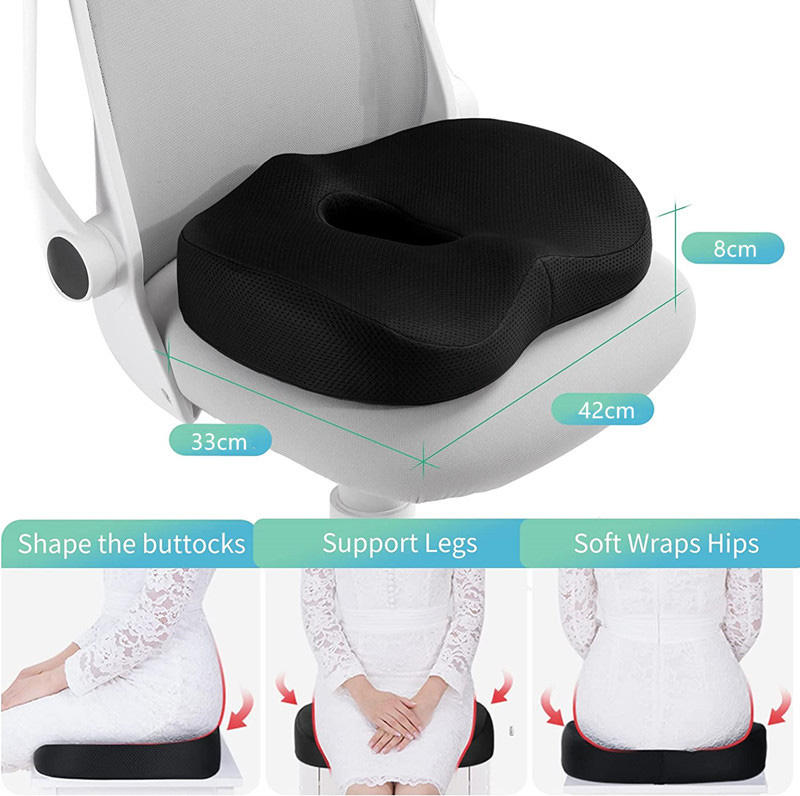 Ergonomic Orthopedic Butt Cushion – Memory Foam Support for Office Chair, Car Seat & Stress Relief