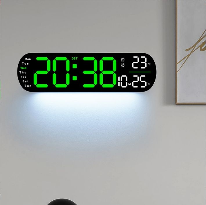 Modern LED Digital Wall Clock – Adjustable Brightness & DST Timer