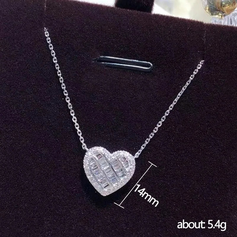 Exquisite Heart Pendant Necklace with Cubic Zirconia