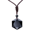 Obsidian Hexagram & Amethyst Healing Necklace