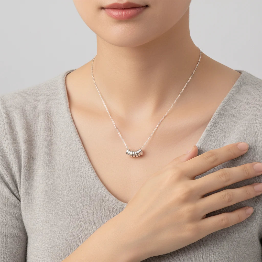 Elegant Silver Bead Necklace for Women