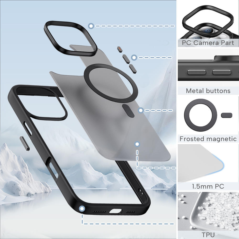 Matte Magnetic Hard Shell Case for iPhone – Anti-Fingerprint Shockproof Protective Cover