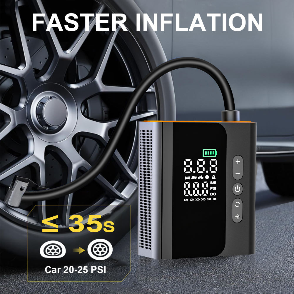 AirPro Smart Tyre Inflator – Wireless Portable Air Compressor with LCD Pressure Display