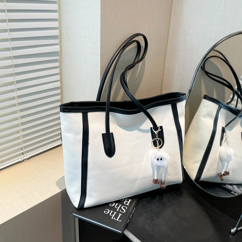 Fashion Retro Solid Color PU Zipper Waterproof Portable Tote Bag