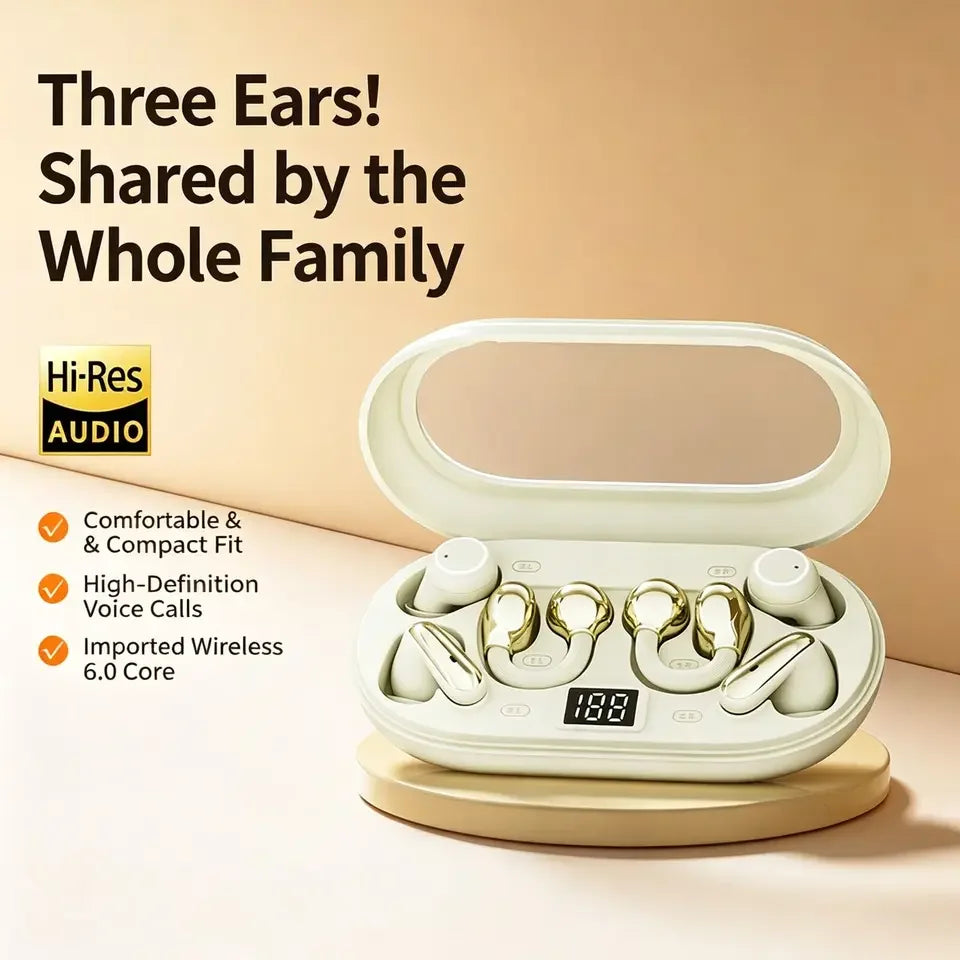 P47 3-in-1 Wireless Bluetooths Earbuds In-Ear & Ear-Clip Design LED