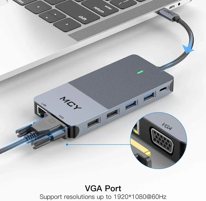 12 in 1 Triple Display USB C Docking Station 4K HDMI LAN Type C Hub