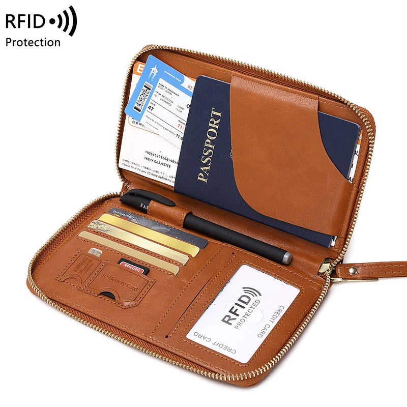 RFID PU Leather Passport Wallet
