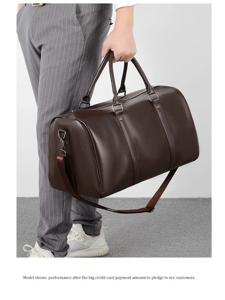 Large Capacity PU Leather Duffle Tote Bag