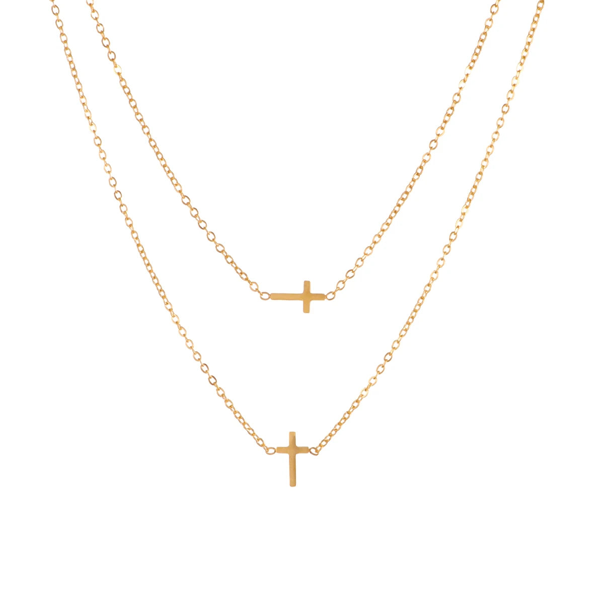 18K Gold Dainty Cross Pendant Necklace for Women