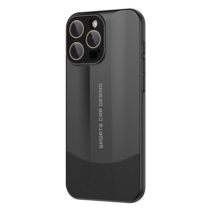 Frosted Transparent Hard PC iPhone Case with PU Leather Bumper & Camera Lens Protector – Fits iPhone 12 to iPhone 16