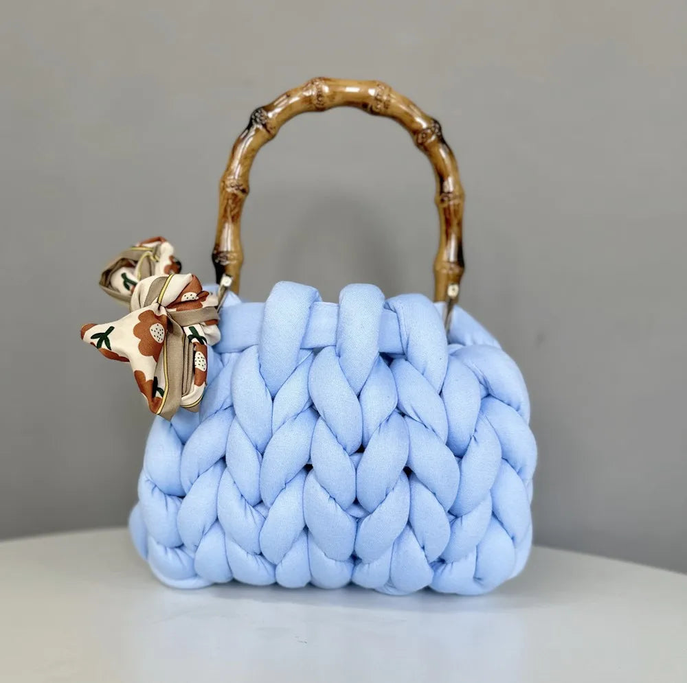 Handmade Corduroy Woven Knit Satchel Purse Handbag Shoulder Women's
