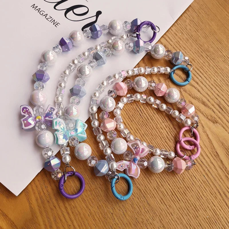 Handmade Beaded Mobile Lanyard with Bow Knot