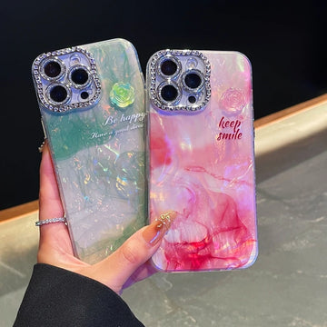 Luxury Diamond Marble Shell Soft TPU Case for iPhone