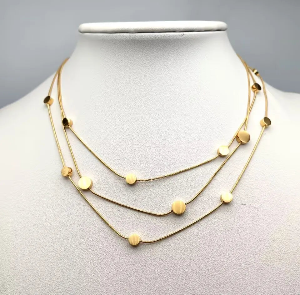 Triple Strand Stainless Steel Choker Necklace