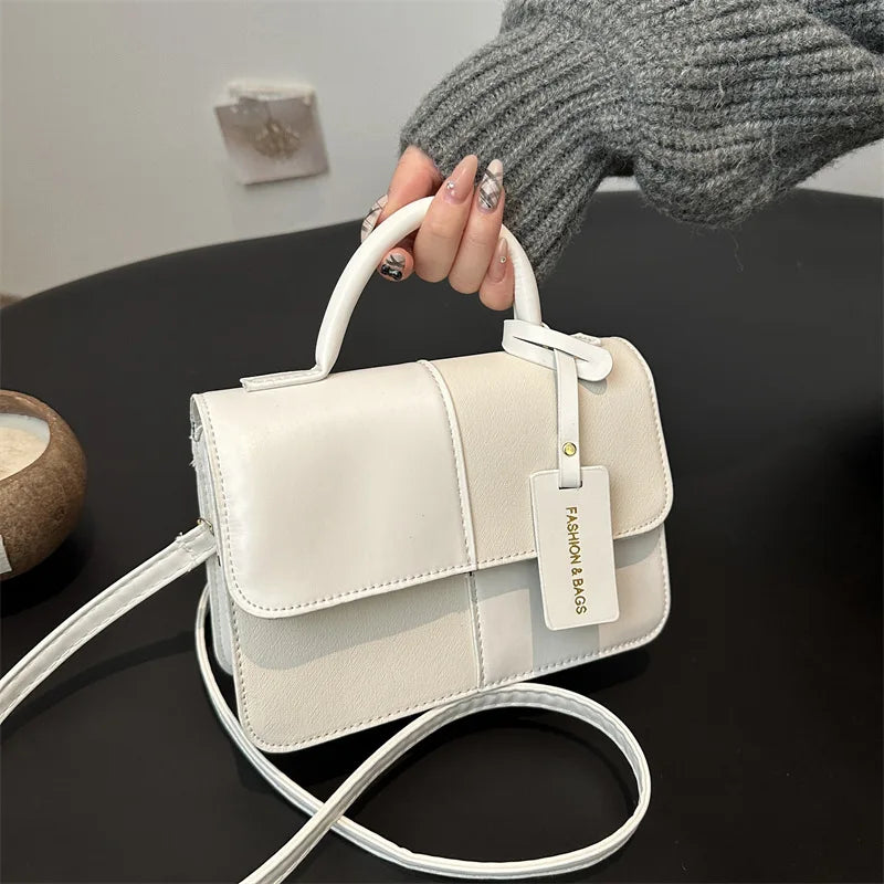 Women's Splicing Color Portable Small Square Shoulder Crossbody Bag