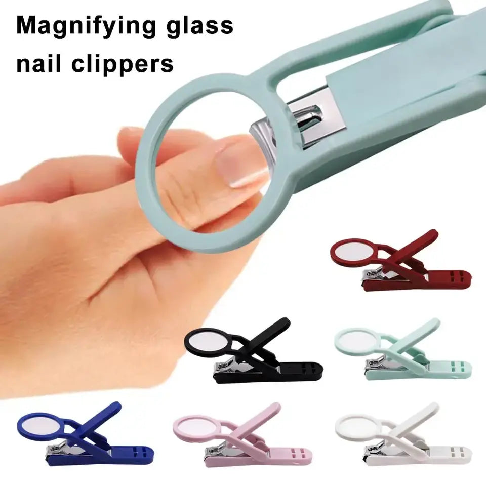 Elderly Nail Clipper with Magnifying Glass – Practical Stainless Steel Anti-Splash Trimmer