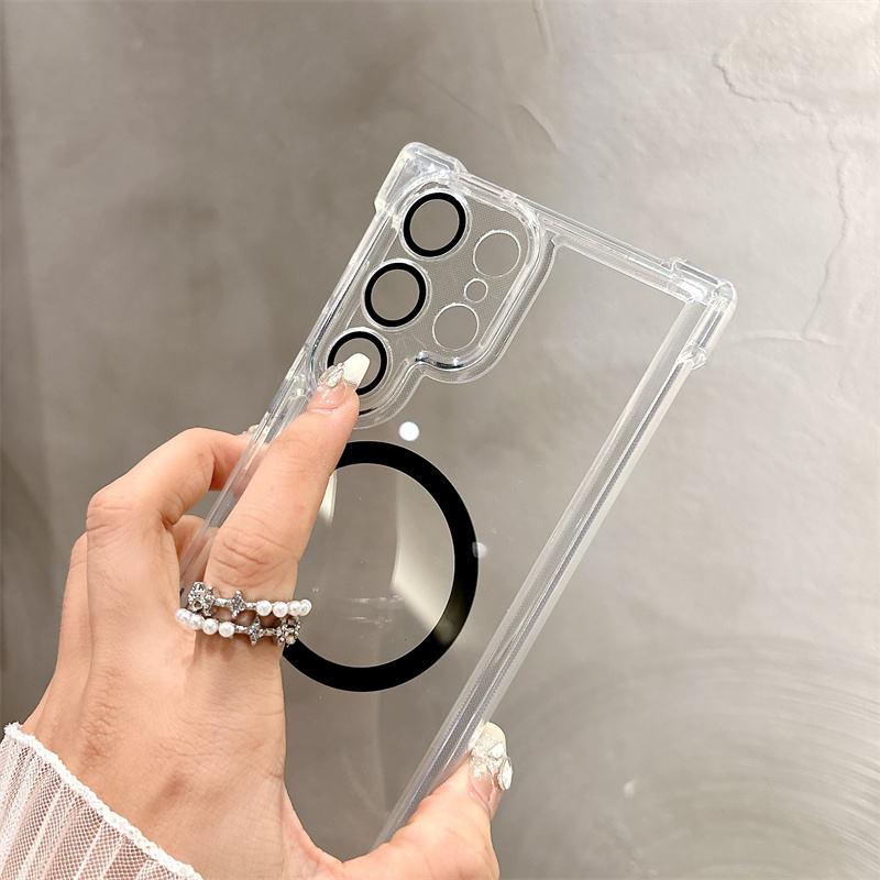 Original Clear Magnetic TPU Case for Samsung – Shockproof Transparent Wireless Charging Cover