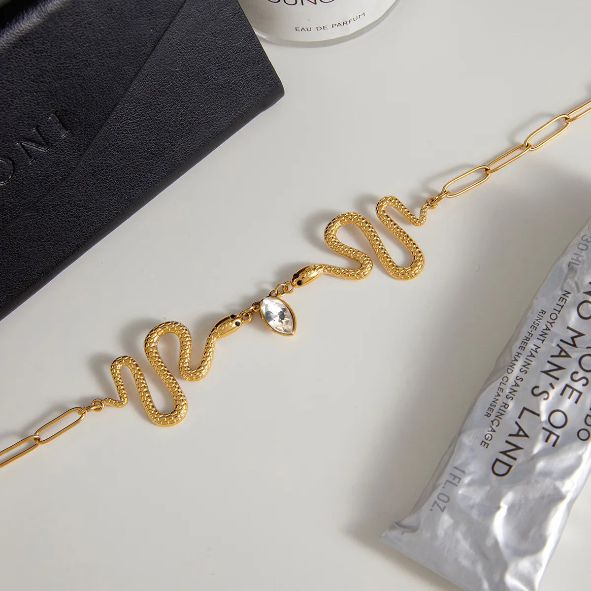 Luxury Rhinestone Snake Necklace - Stainless Steel