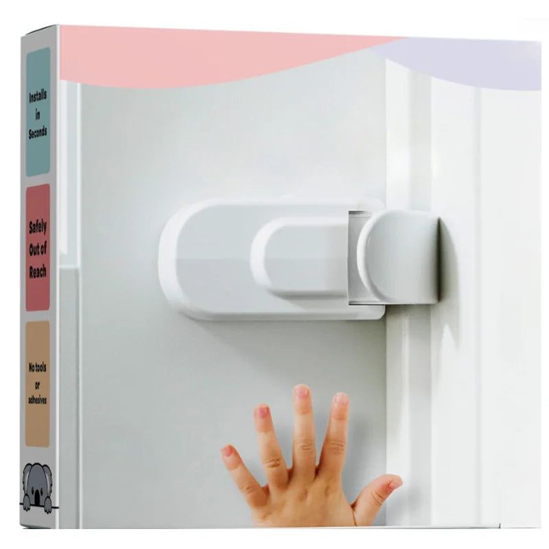 Plastic Snap-On Cabinet Door Lock Kids Can't Reach No Tools/Adhesives