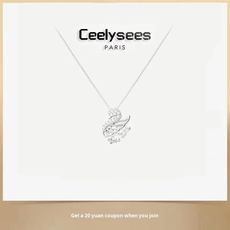 Silver Swan Pendant Necklace for Engagement