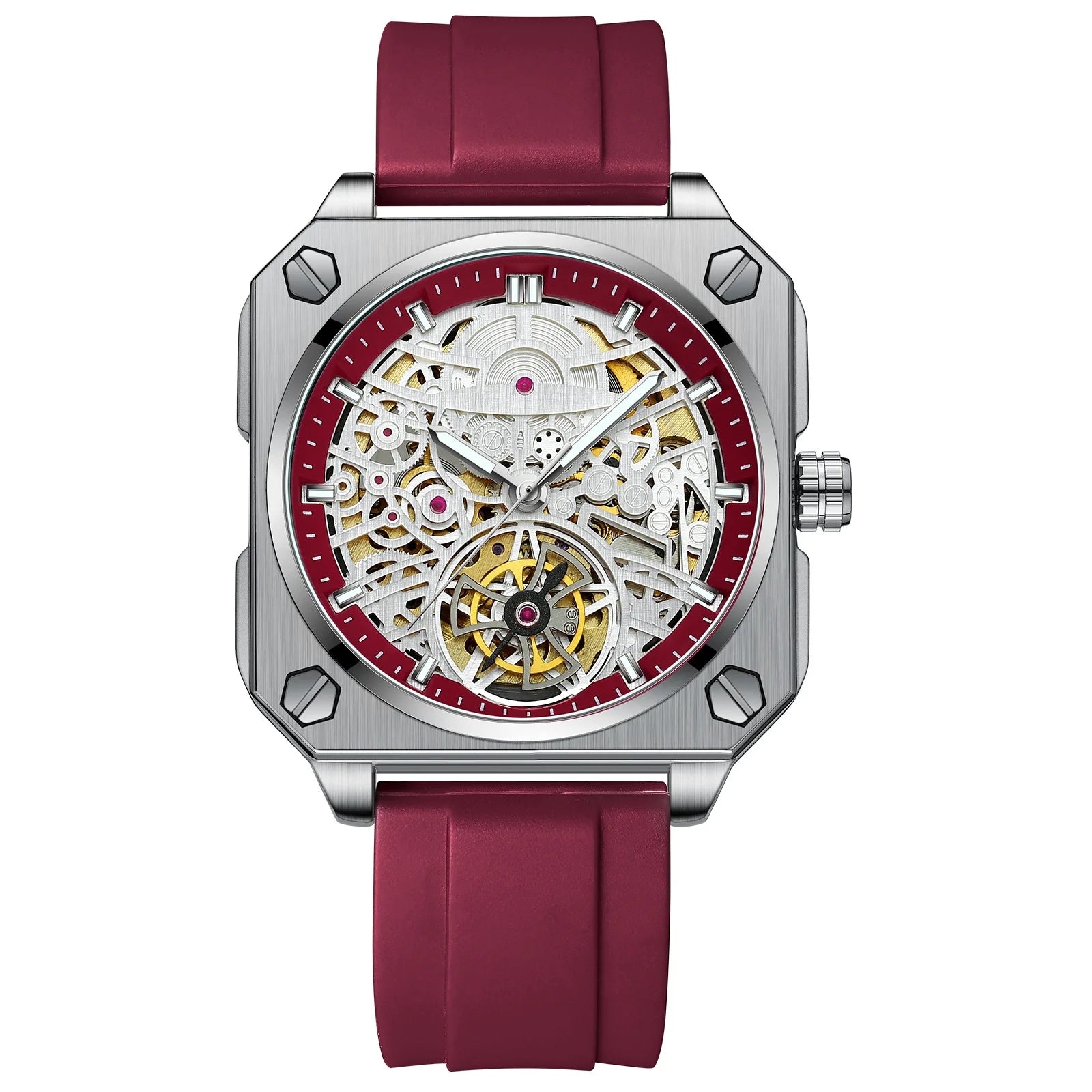Luxury Luminous Square Tourbillon Skeleton Watch