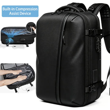 Vacuum Compression Travel Laptop Backpack with Electric Air Pump & USB Charging Port