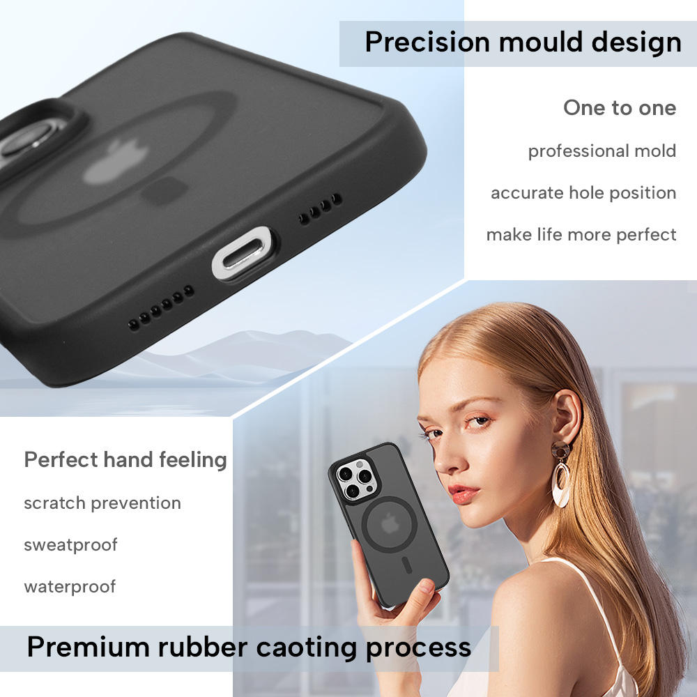 Matte Magnetic Hard Shell Case for iPhone – Anti-Fingerprint Shockproof Protective Cover