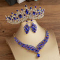 Luxury Rhinestone Bridal Jewelry Set with Crown & Earrings