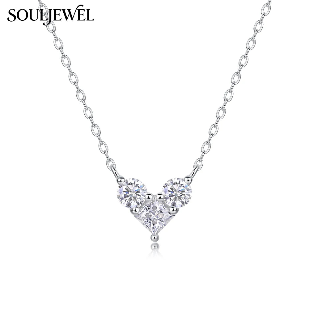 Silver Heart Moissanite Pendant Necklace
