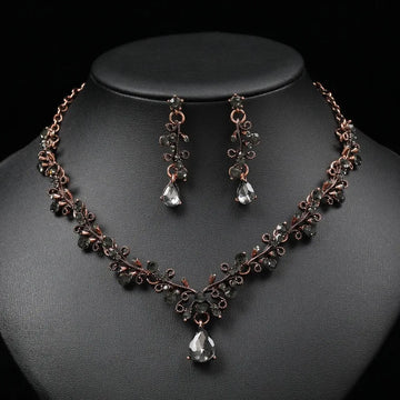 Vintage Gold Plated Jewelry Set with Zircon Ring