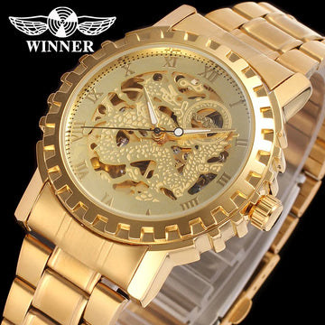 Luxury Gold Skeleton Automatic Watch for Men