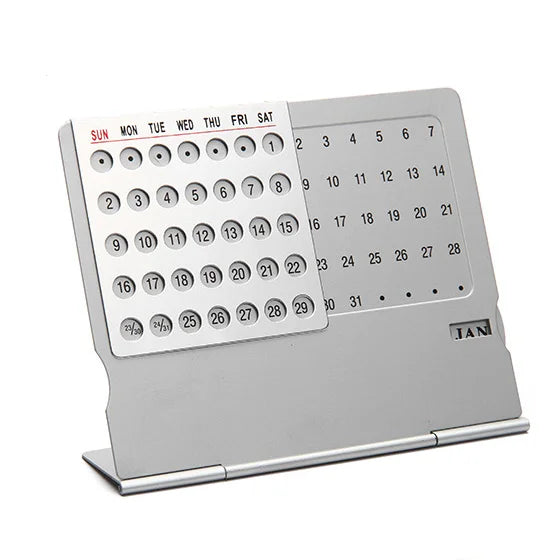 Mini Aluminium Perpetual Calendar for Tables Office Gifts Promotions Displays