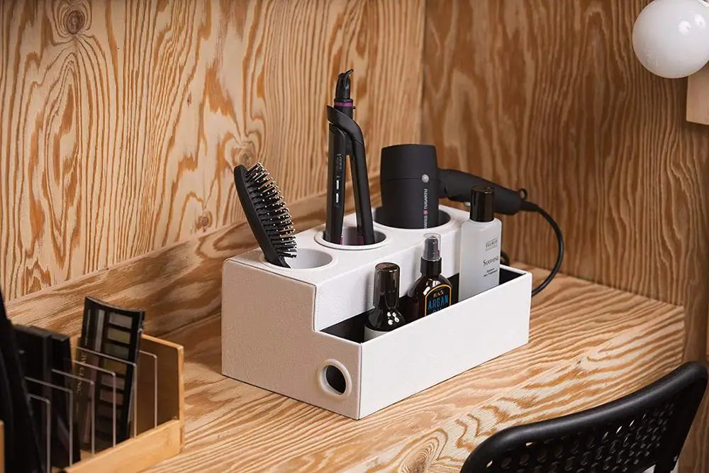Home Leather Desk Organizer Hair Dryer Person Case Tools Keeper