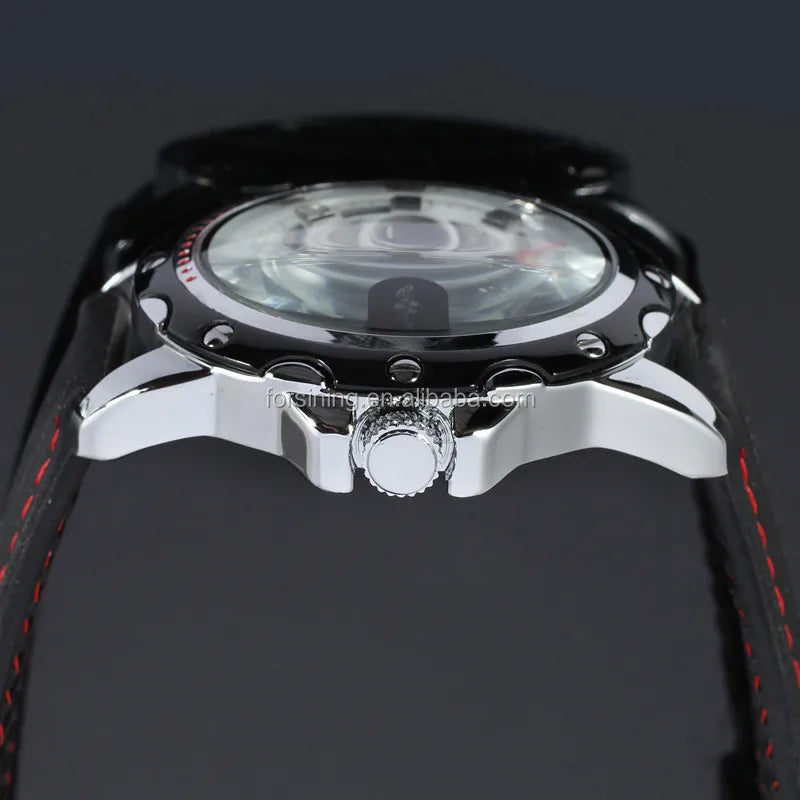 Winner Black Silicone Automatic Skeleton Watch