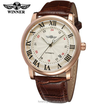 Elegant Men's Rose Gold Skeleton Watch