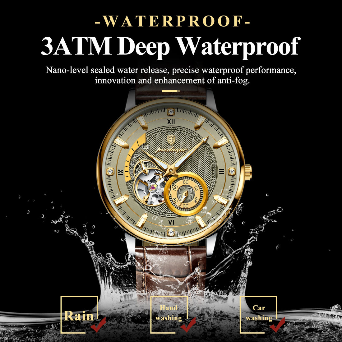 Poedagar Luxury Men's Waterproof Tourbillon Watch
