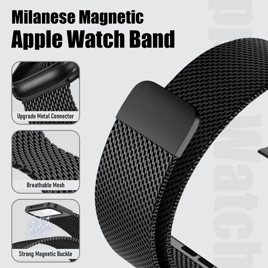 Casual Breathable Coarse Mesh Milanese Loop Magnetic Stainless for