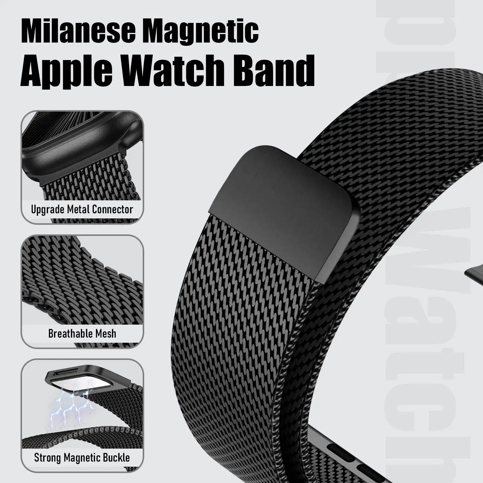 Casual Breathable Coarse Mesh Milanese Loop Magnetic Stainless for