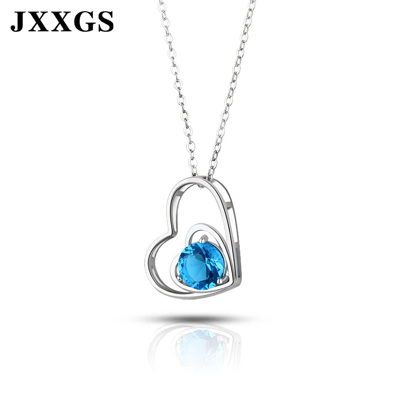 Custom Heart Sapphire Necklace - Brass & Silver
