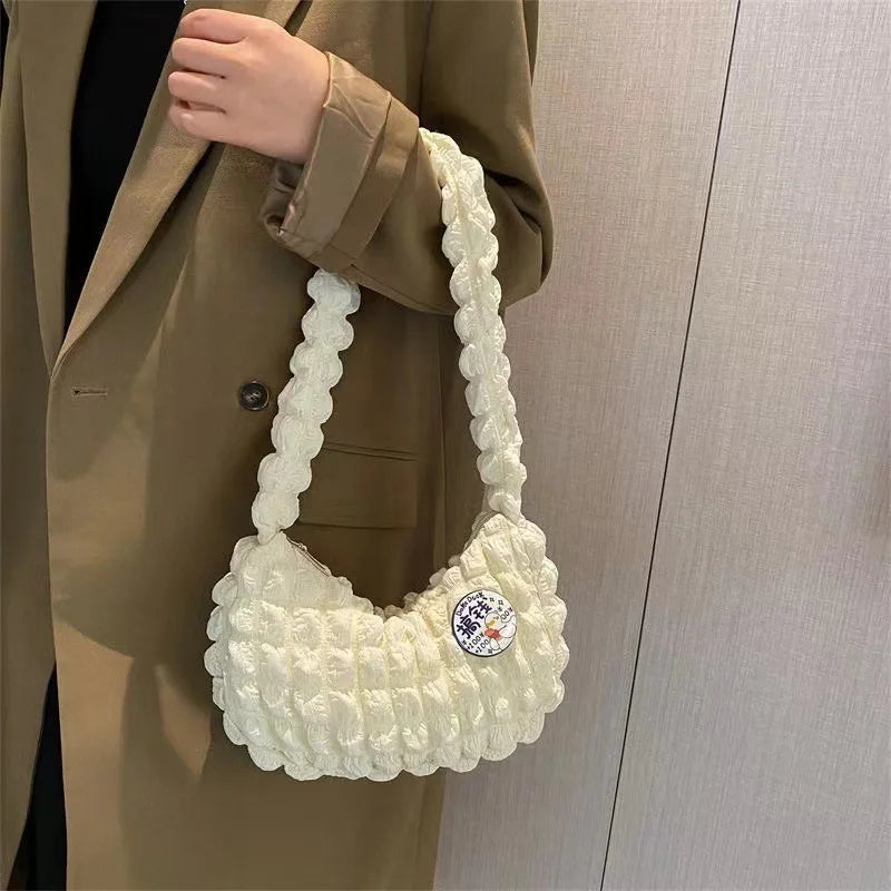 Trendy Women's Solid Color Cross-Border Handbag Trendy Cloud Bag