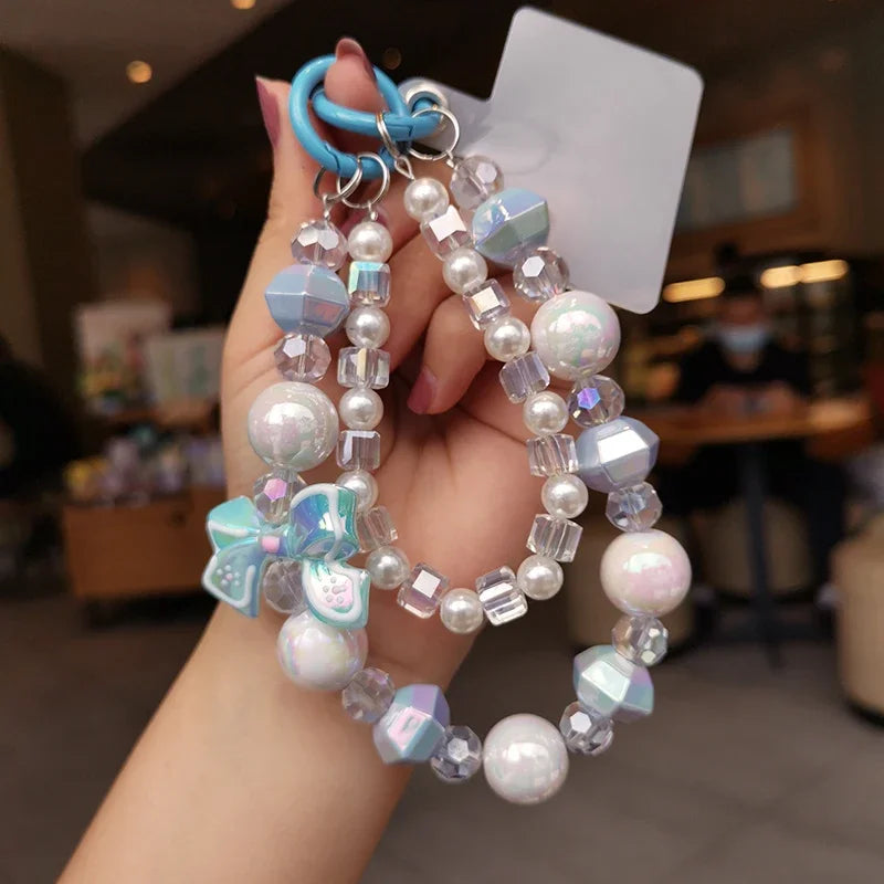 Handmade Beaded Mobile Lanyard with Bow Knot