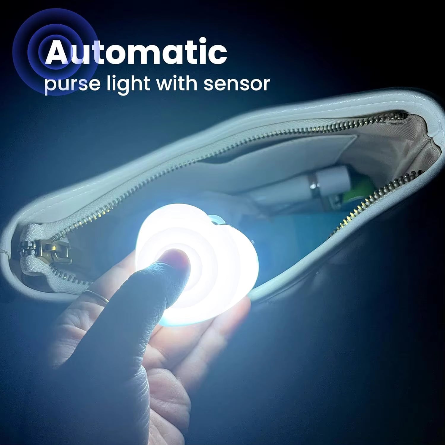GlowHeart Touch LED Handbag Light – Type-C Rechargeable Smart Bag Lamp