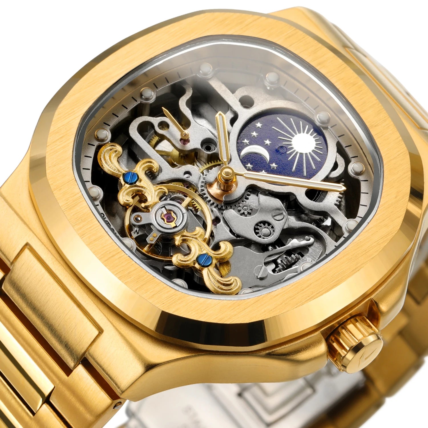 Forsining Moon Phase Skeleton Watch for Men